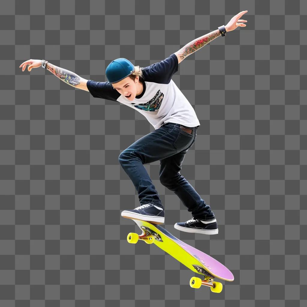 boy is skateboarding on the street