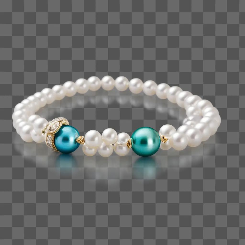 bracelet with a pearl and blue beads on it