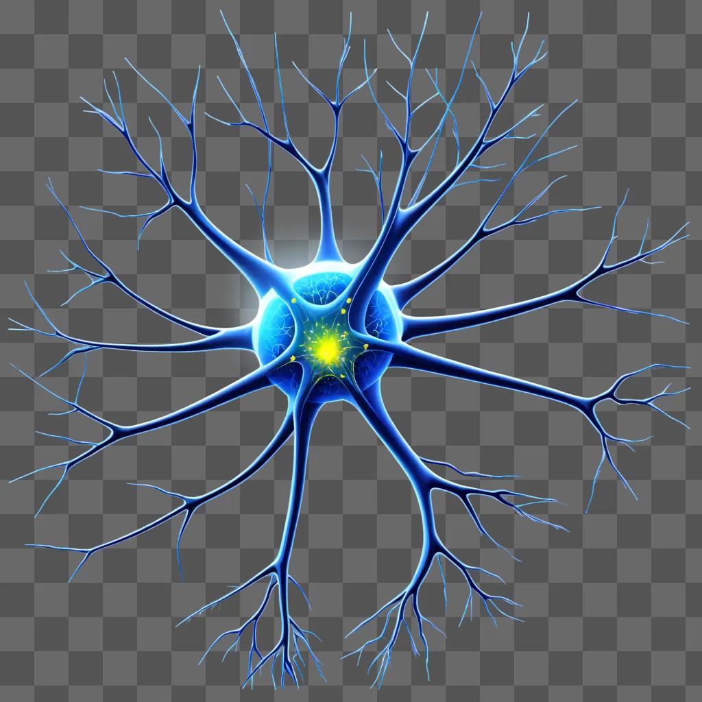 brain neuron with a light glowing inside