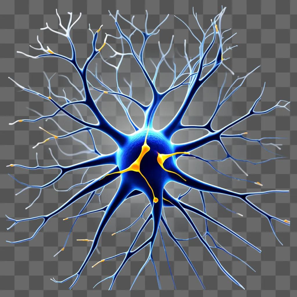 brain neuron with a yellow branch