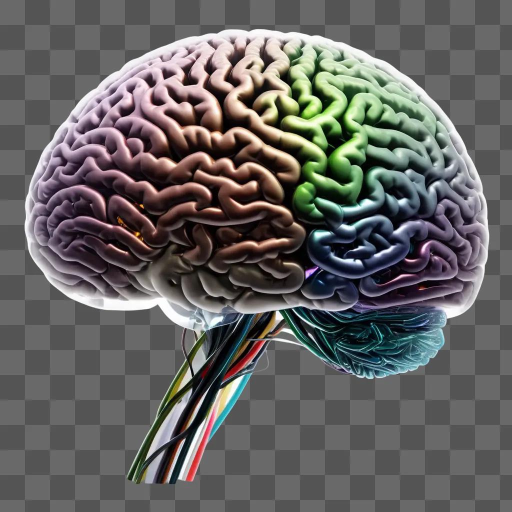 brain with transparent sections and colored wires