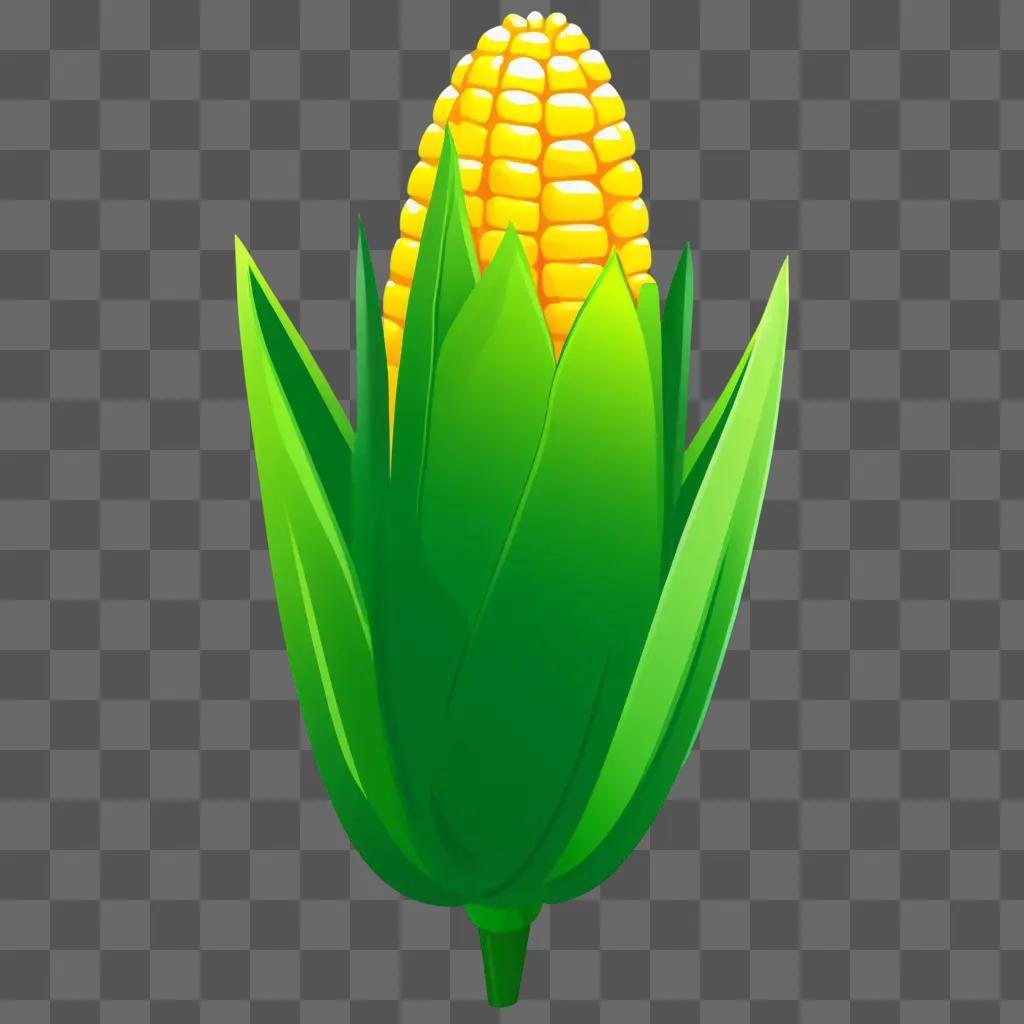 bright yellow corn clipart on a green background