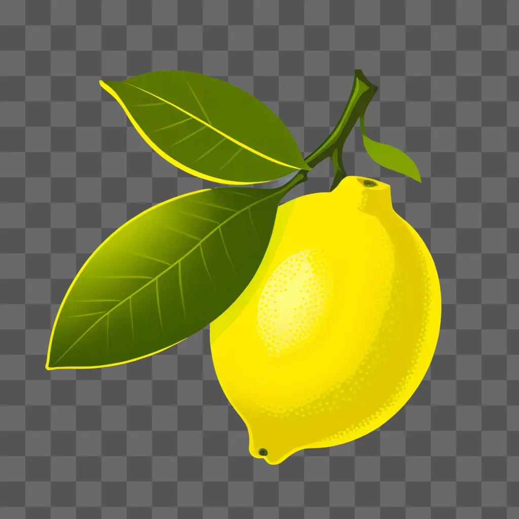 bright yellow lemon with a green leaf on it