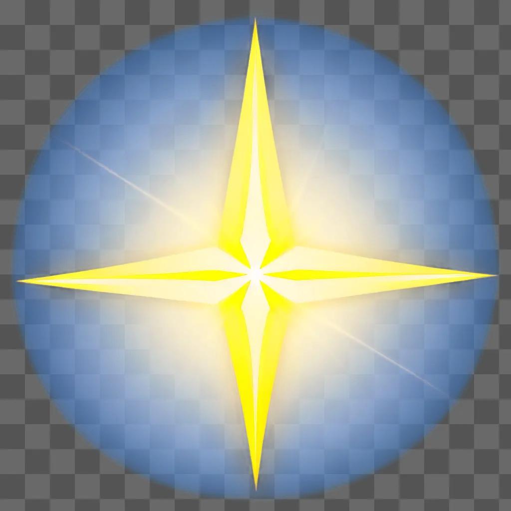 bright yellow star shines in the blue sky