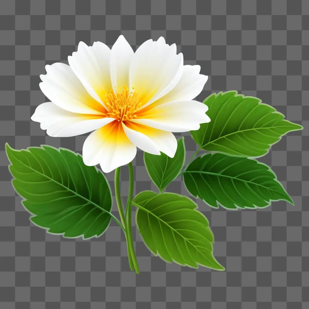 brightly colored clipart flower with green leaves