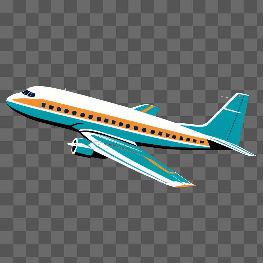 brightly colored clipart plane in the air