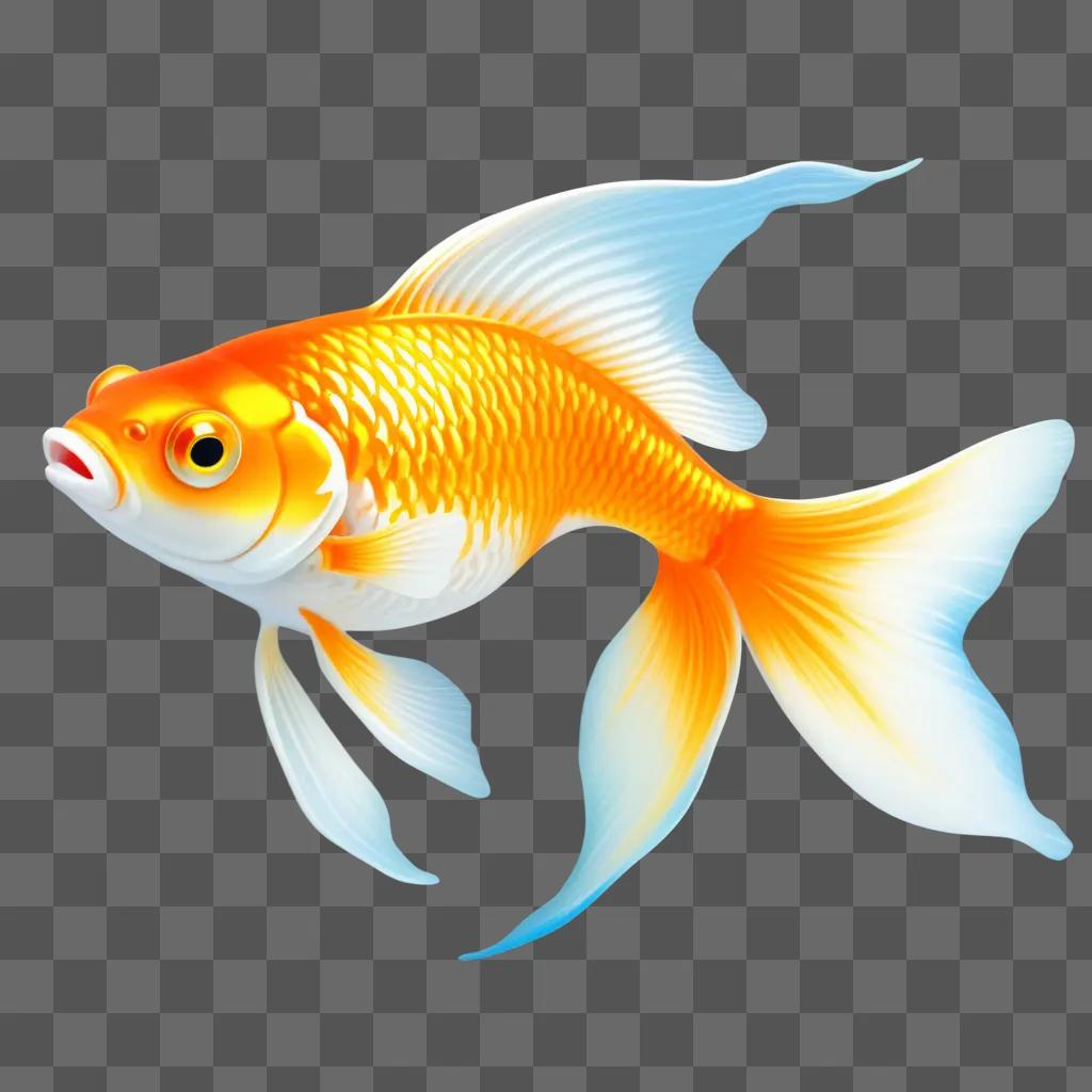 brightly colored goldfish floats on a light background