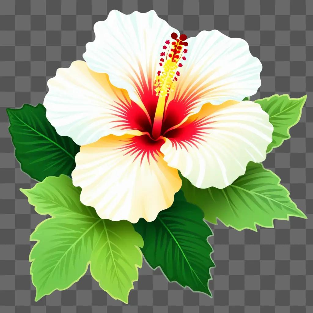 brightly colored hibiscus with green leaves