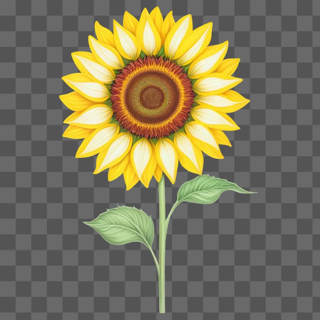 brightly colored sunflower drawing on a yellow background