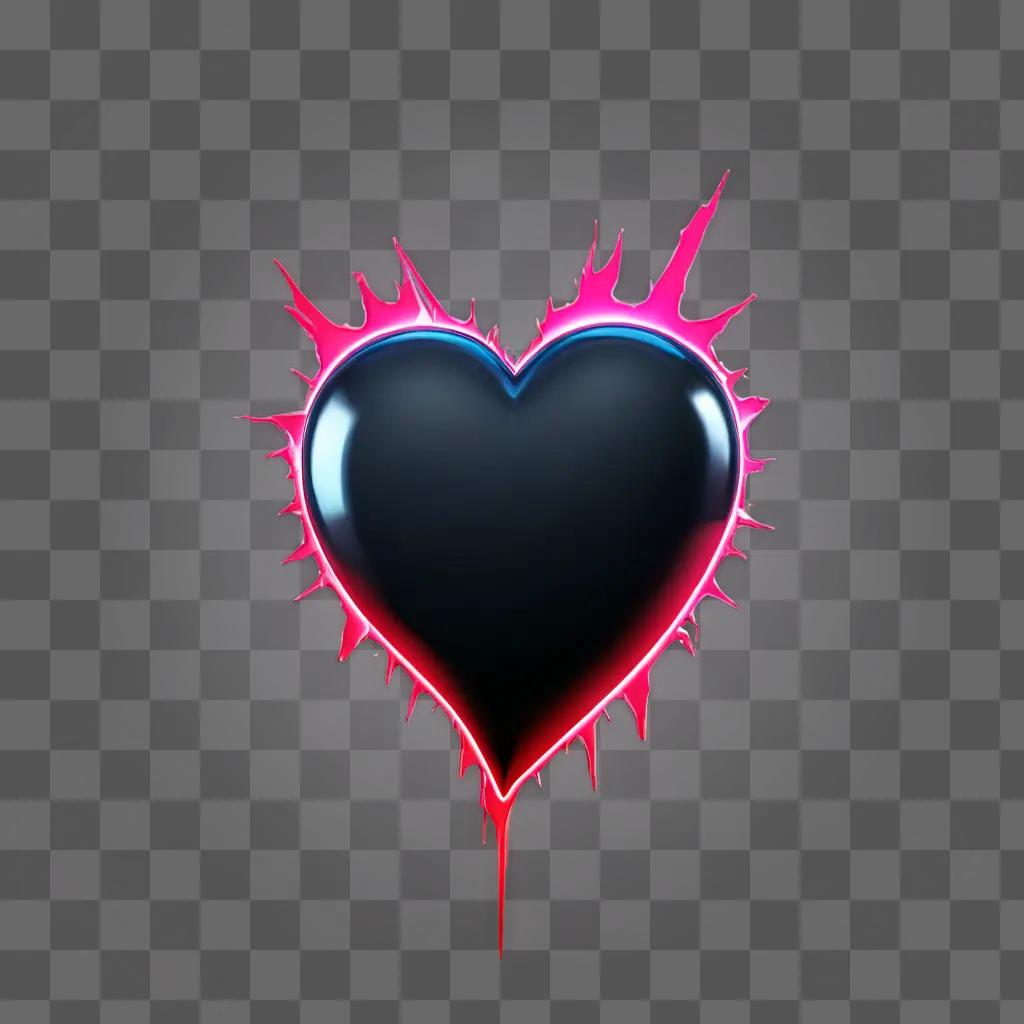 broken heart A black heart with pink drippings on it