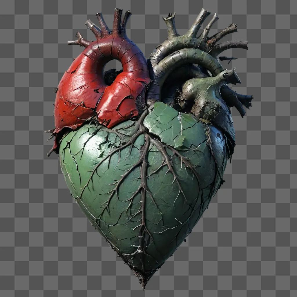 broken heart An artistic depiction of a green heart with a tree-like structure