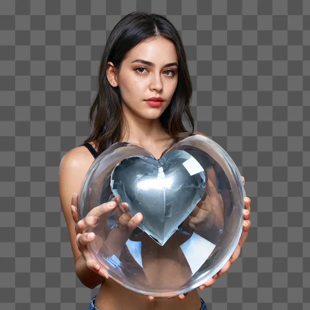 broken heart Beautiful girl with a heart-shaped crystal