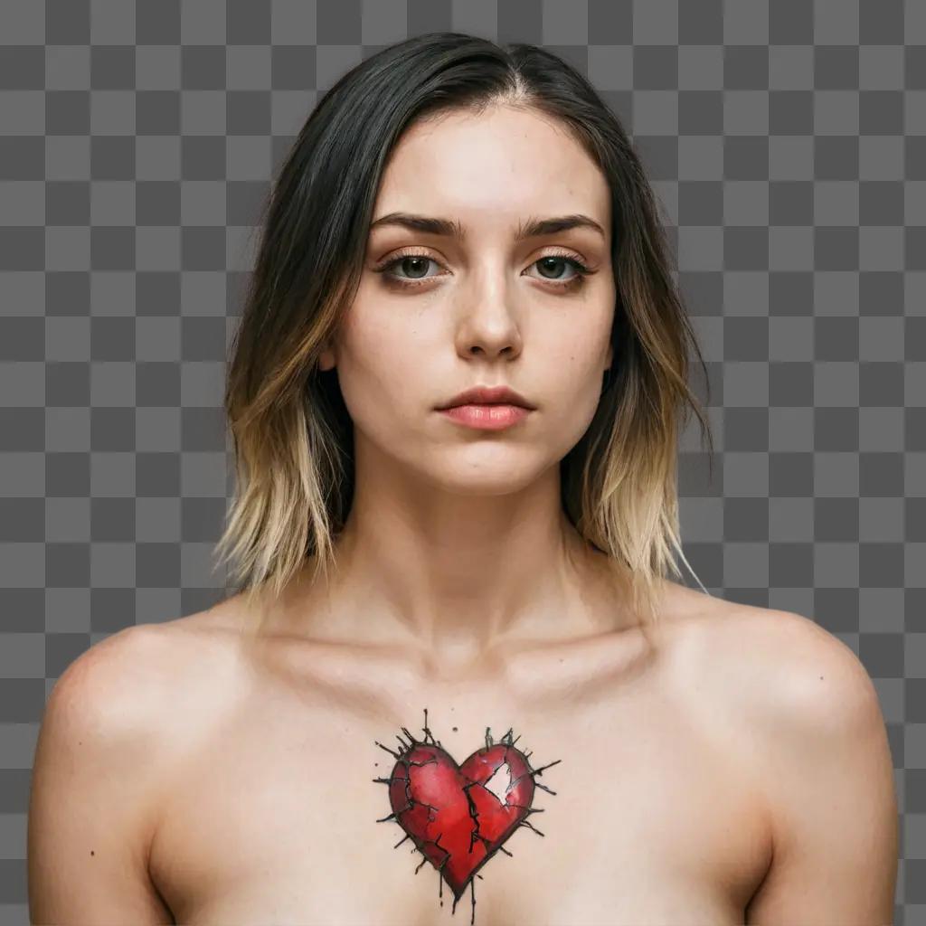 broken heart tattoo A girl with a broken heart on her chest