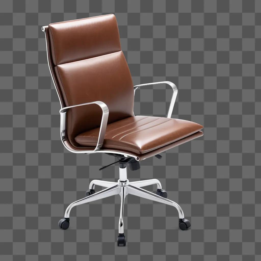 brown office chair with chrome base and wheels