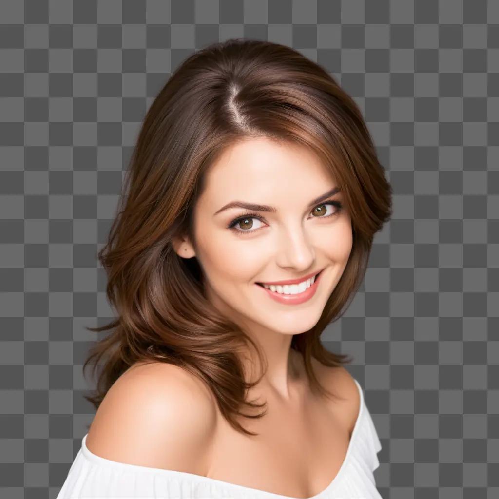 brunette woman with brown hair smiles