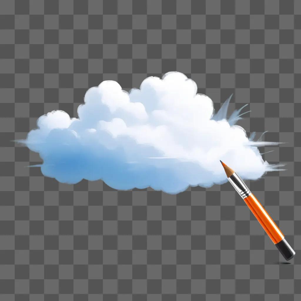 brush draws a cloud in a light blue background