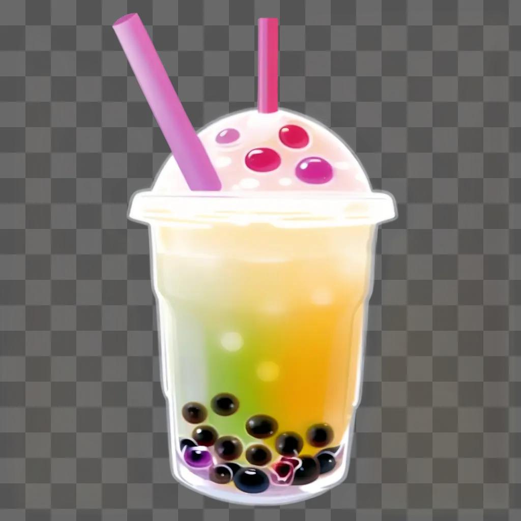 bubble tea with cherry and purple topping