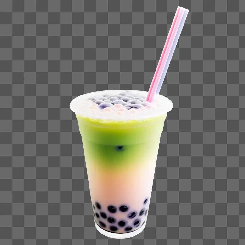 bubble tea with pink and blue straws