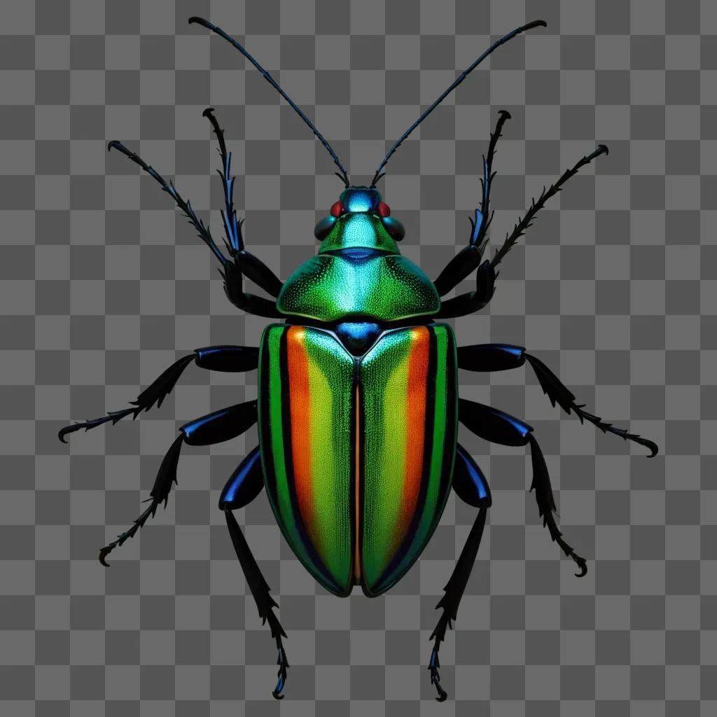 bug with colorful wings is seen on a dark background