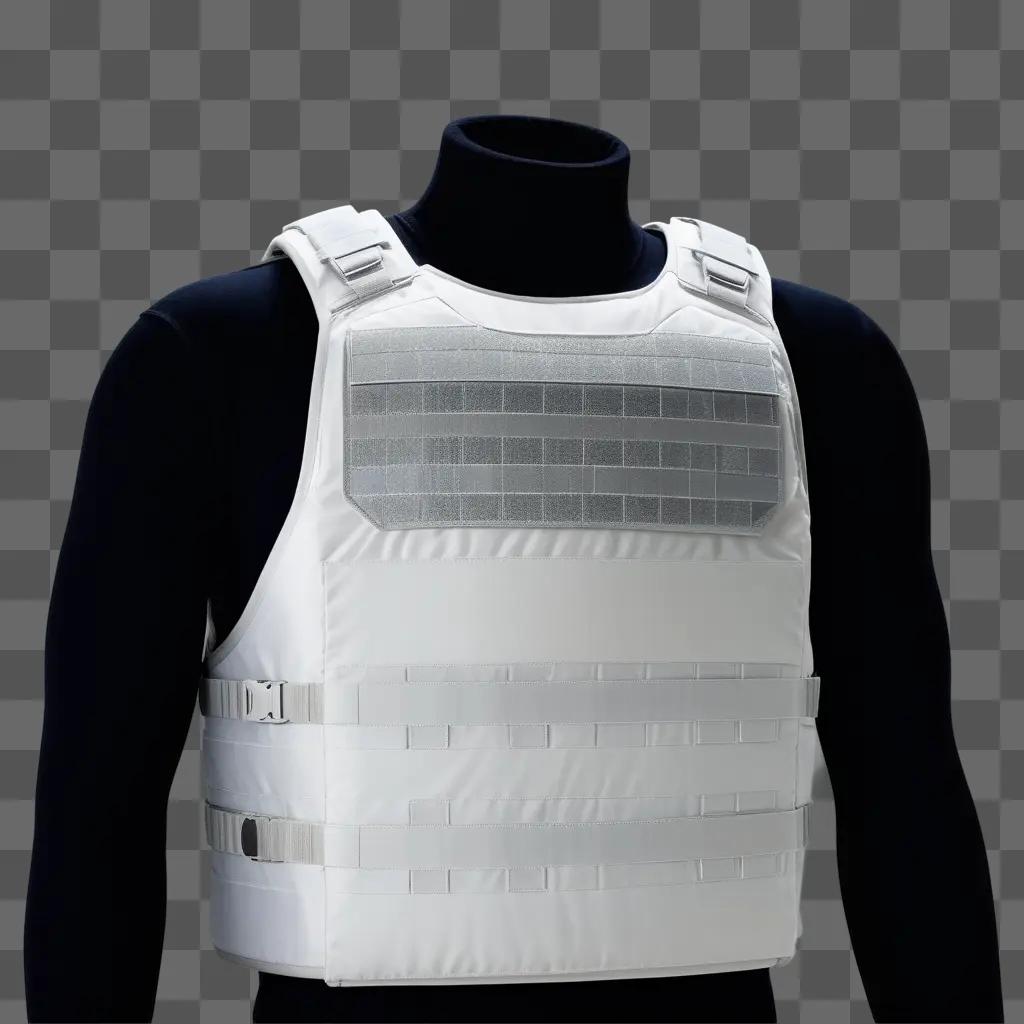 bulletproof vest is displayed on a mannequin