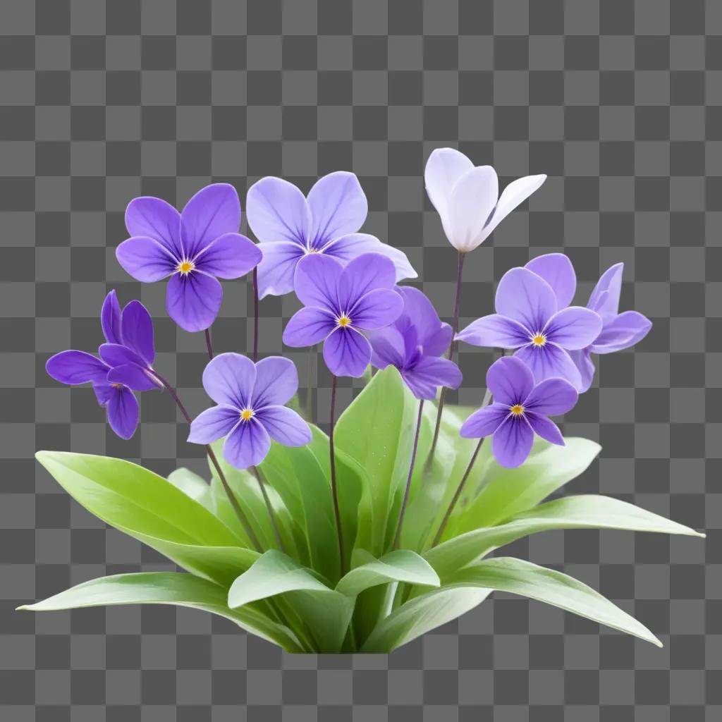 bunch of purple flowers with green leaves