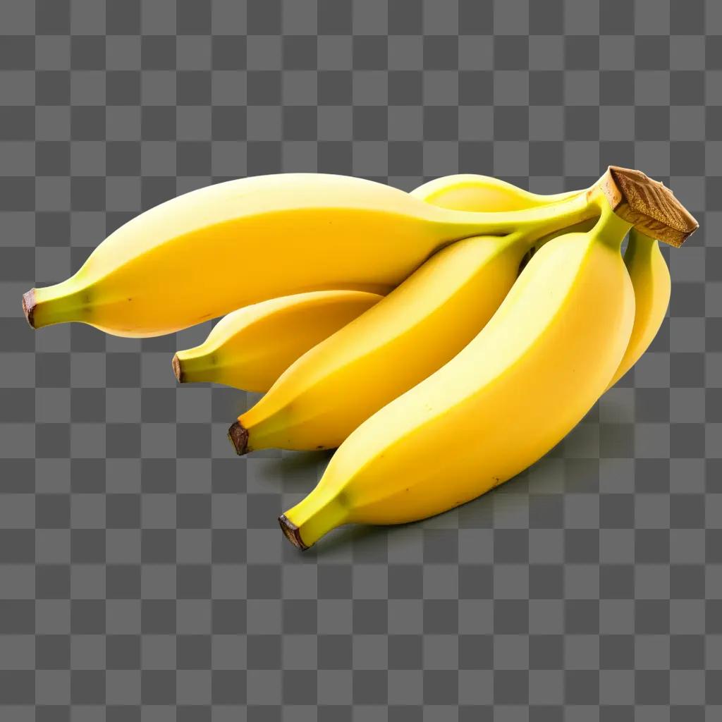 bunch of ripe bananas on a yellow background