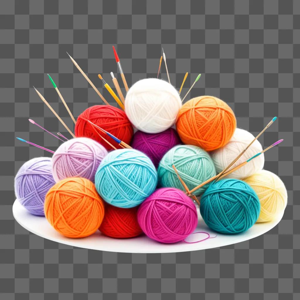 bunch of yarn balls with colorful yarn clippers