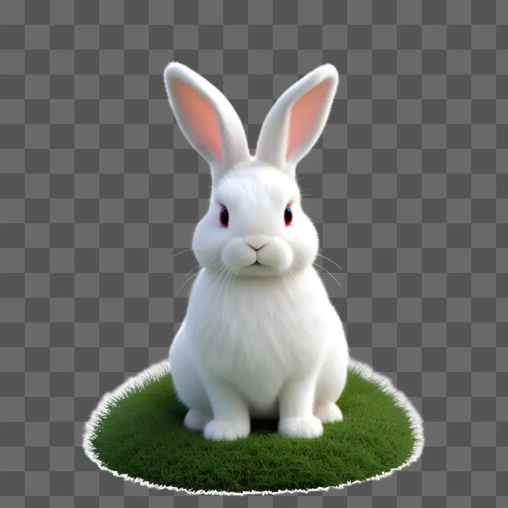 bunny with glowing eyes and nose, sits on a white background