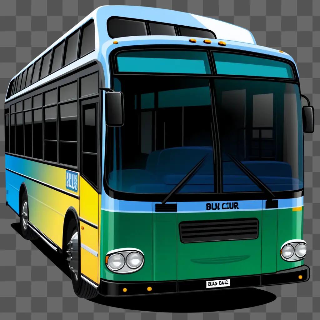 bus clipart design with a blue and yellow exterior