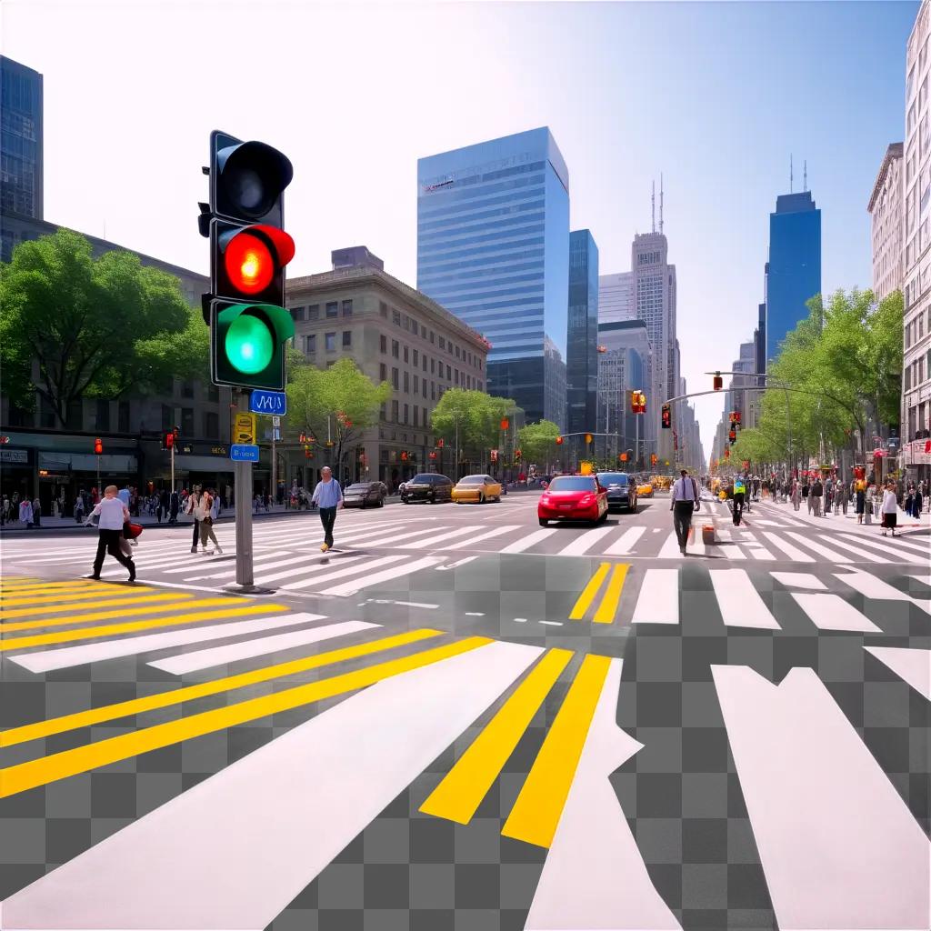 busy city street with cars and pedestrians