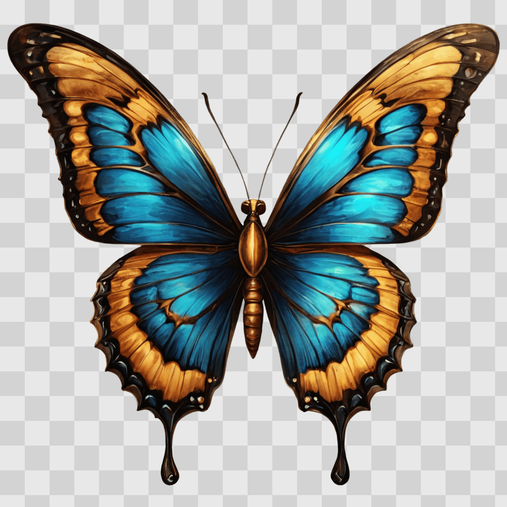 butterfly clip art A blue and gold butterfly with a black and yellow abdomen