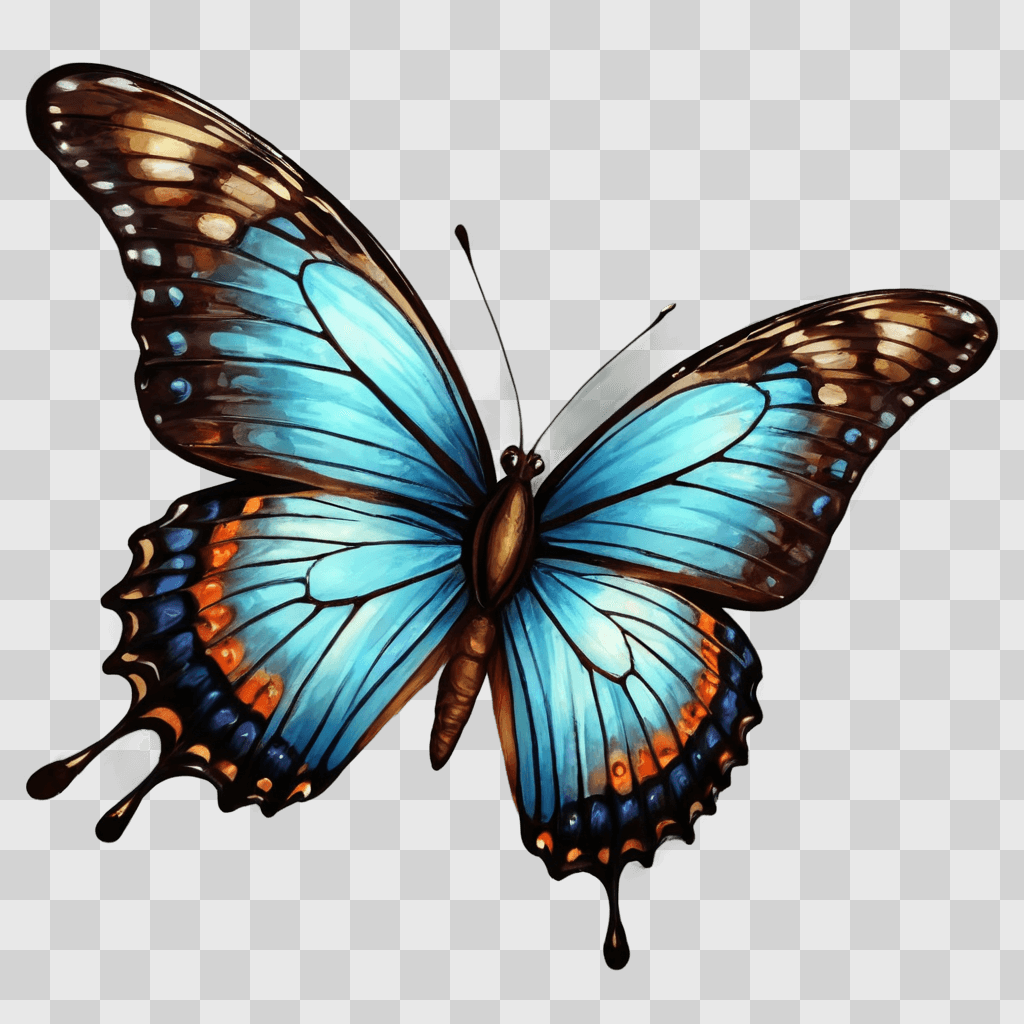 butterfly clip art A butterfly with orange wings and blue body