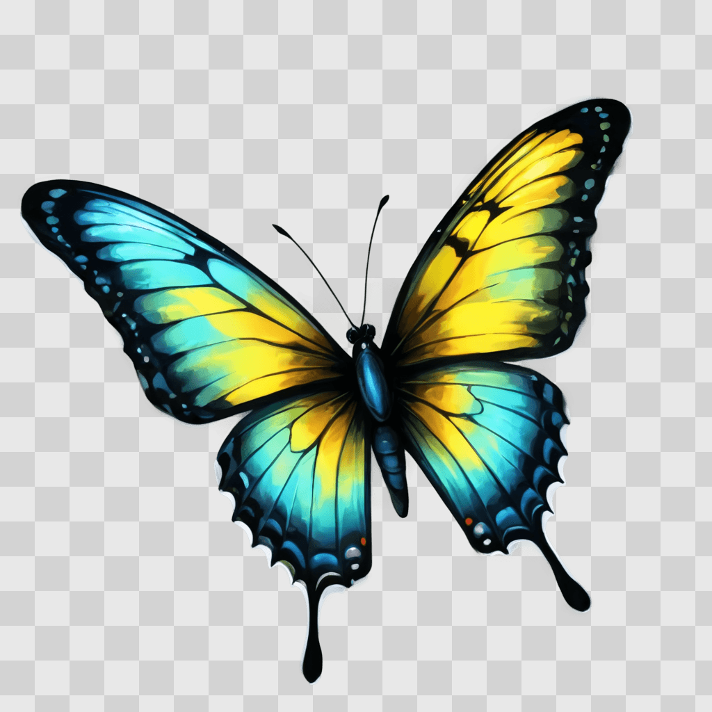 butterfly clip art A colorful butterfly with black wings and blue body