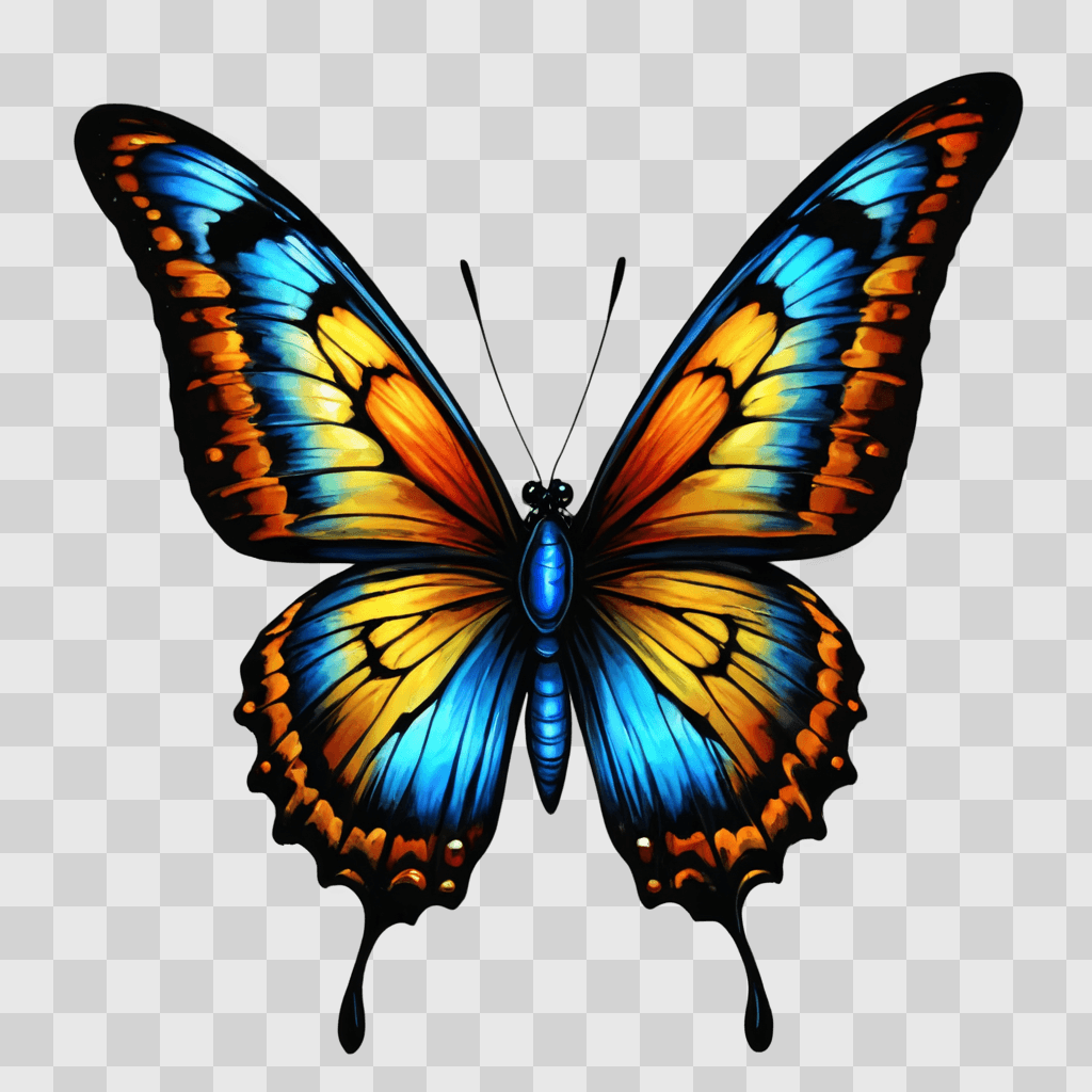 butterfly clip art A colorful butterfly with blue eye and black wings