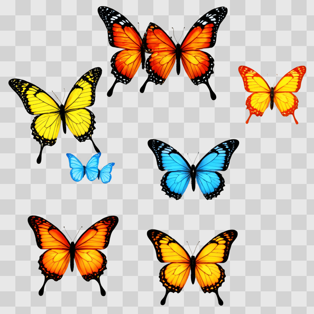 butterfly clip art A group of butterflies in various colors