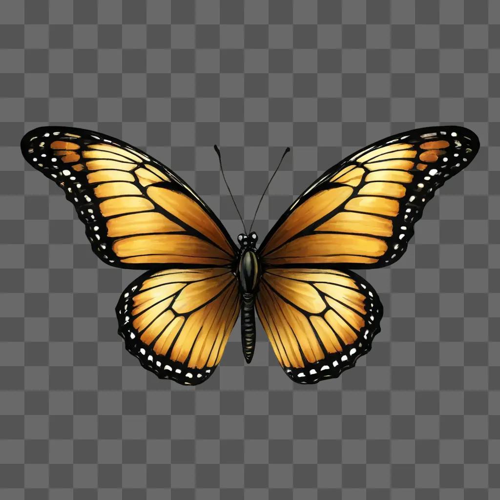 butterfly clip art A large golden butterfly on a brown background