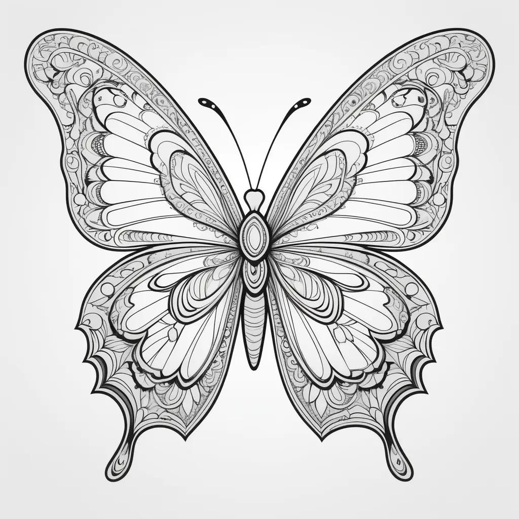 butterfly coloring page with a black and white coloring design