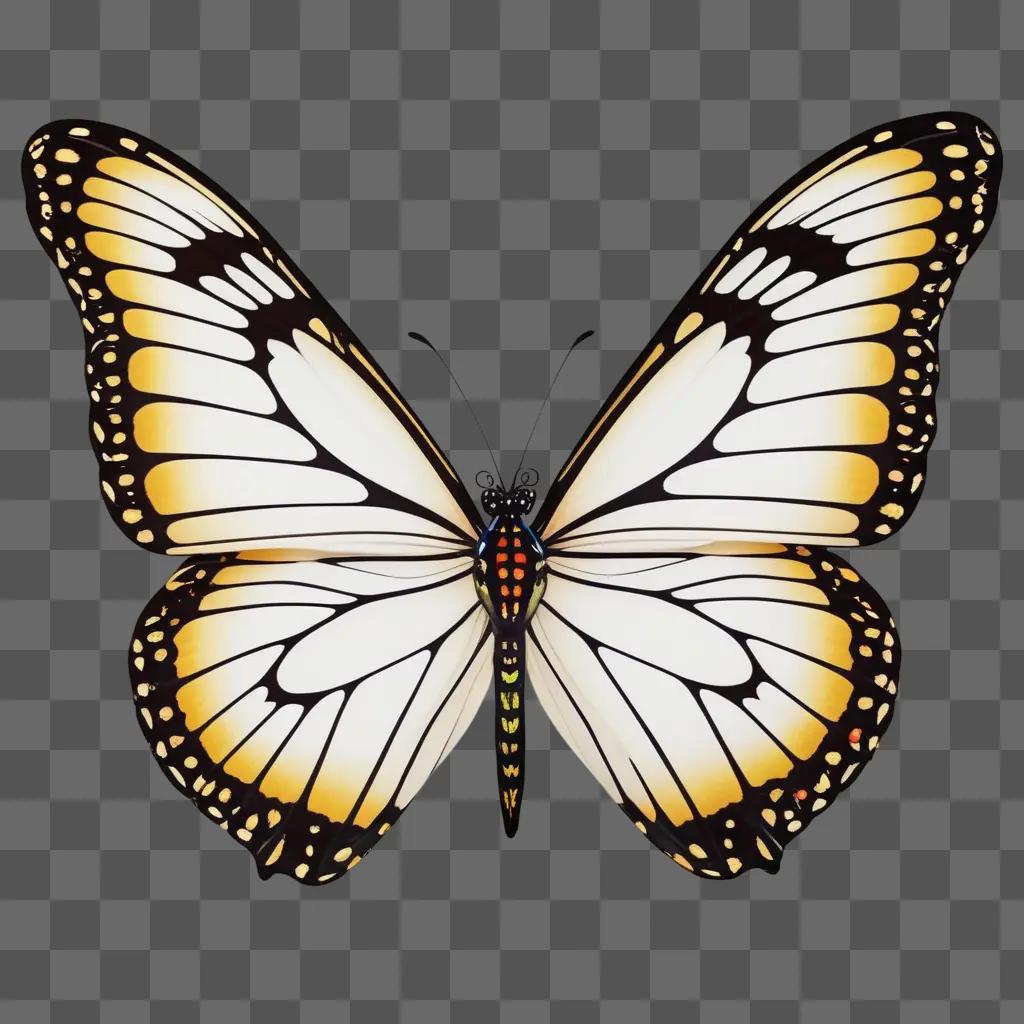 butterfly design is shown on a beige background