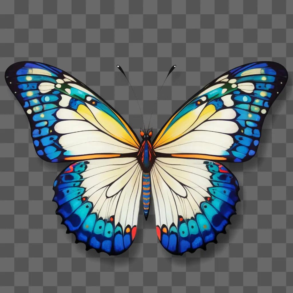 butterfly design on a blue and white background