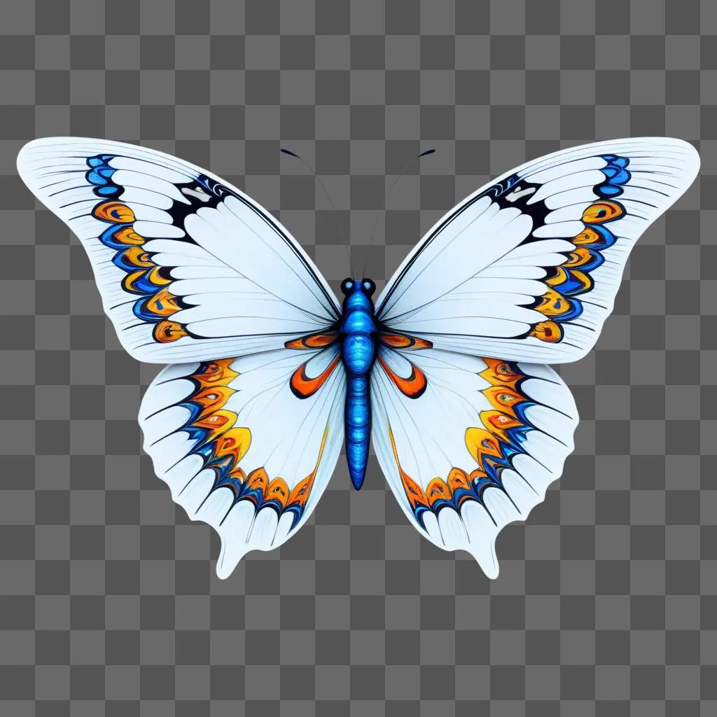 butterfly design with a blue and orange butterfly