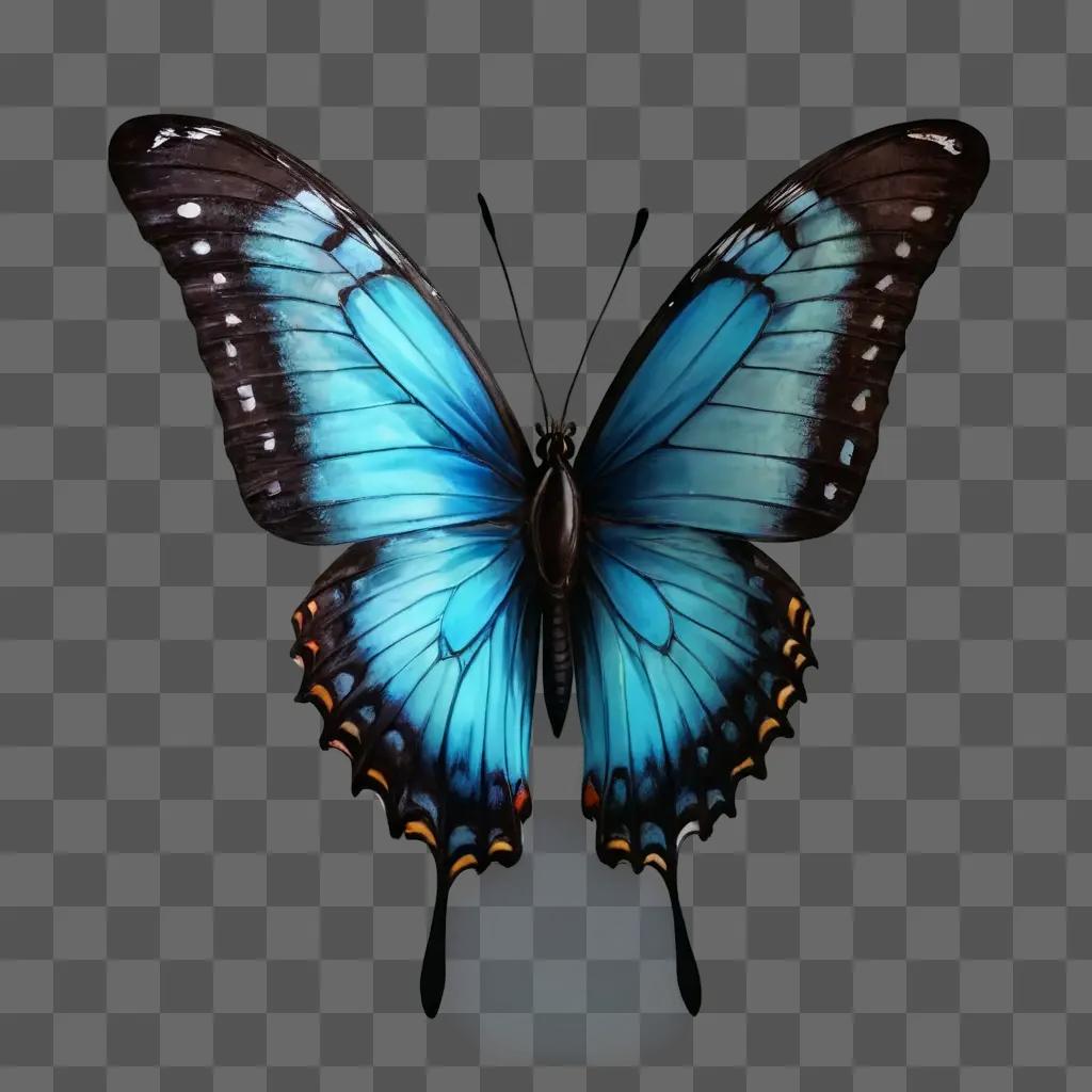 butterfly drawing realistic A blue butterfly on a dark background