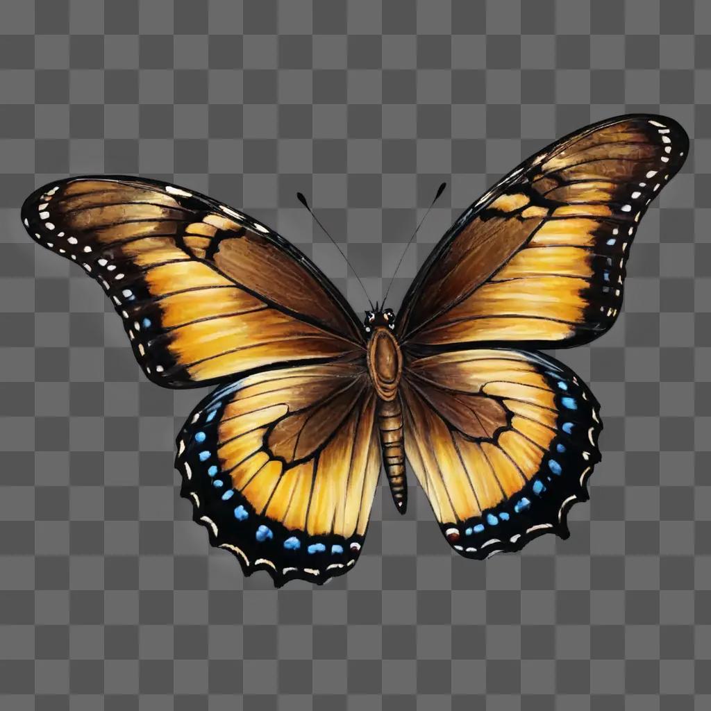 butterfly drawing realistic A butterfly with blue and black spots on its wings