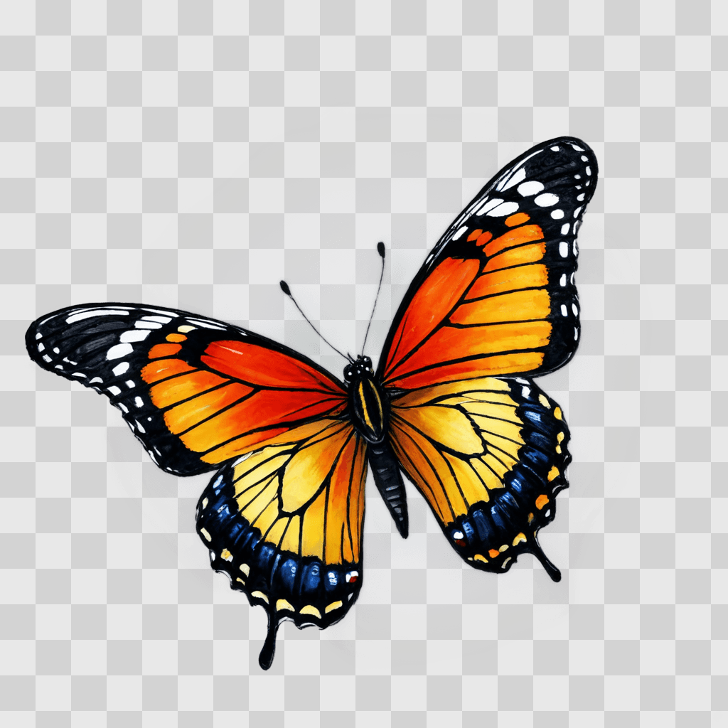 butterfly drawing realistic A painted butterfly sits on a white background