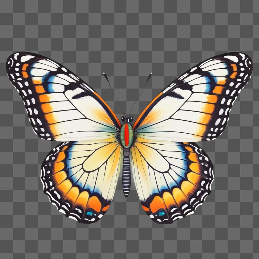 butterfly is depicted with a beautiful color scheme