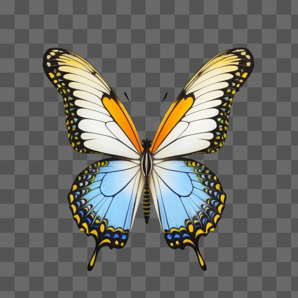 butterfly is painted on a grey background