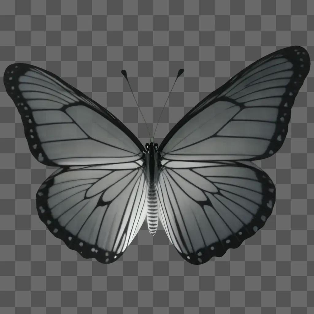 butterfly is shown in black and white clipart