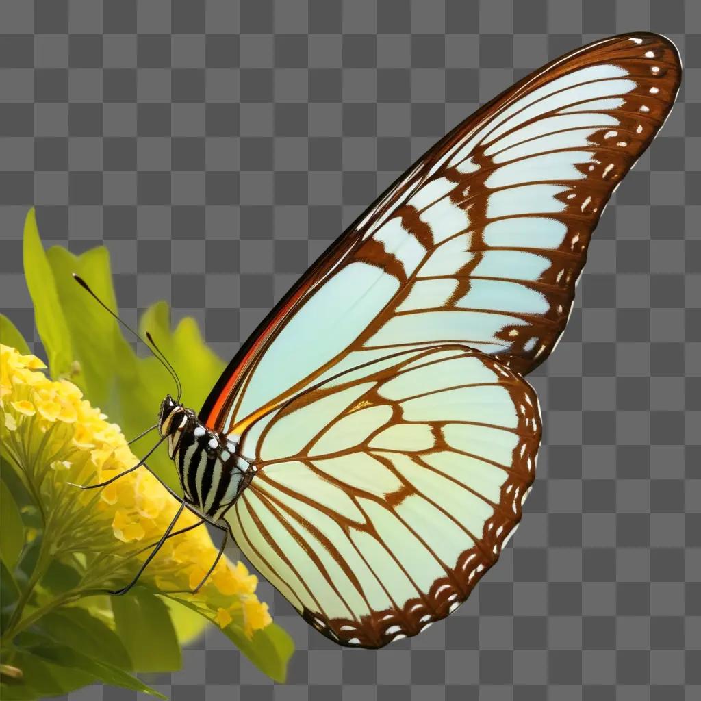 黄色い花の上に羽を広げる蝶