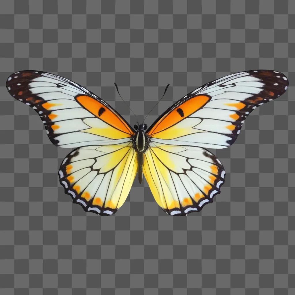 butterfly with a white and orange design