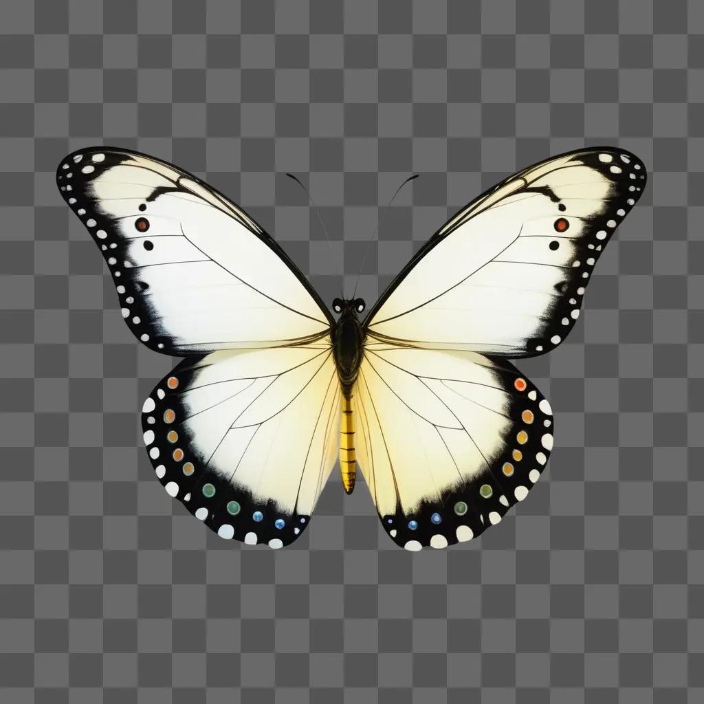 butterfly with multicolored wings and black spots