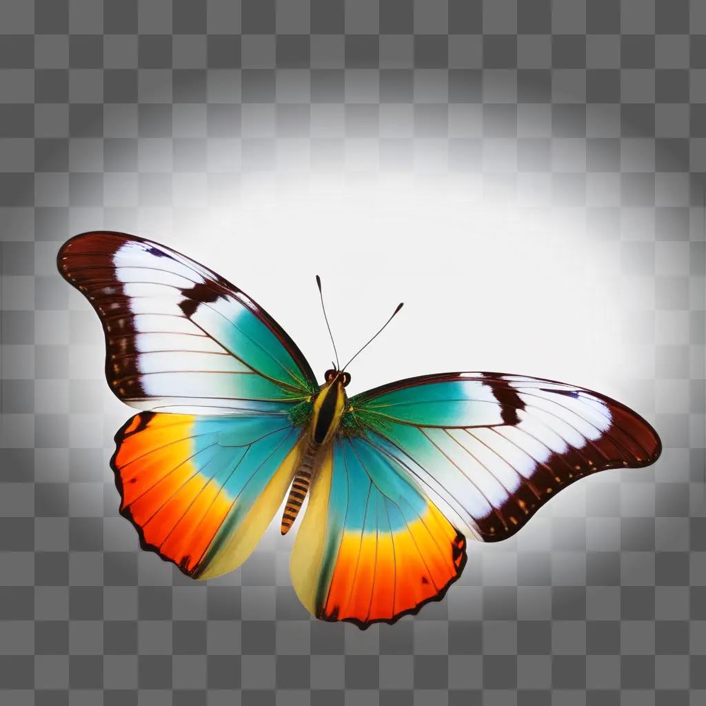 butterfly with orange, blue, and yellow wings